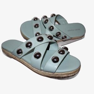 Teal Blue Marc Fisher Studded Sandals